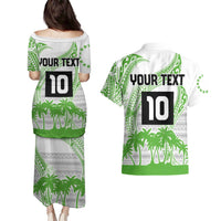 Cook Islands Marathon 2025-Pursuit in Paradise Couples Matching Puletasi and Hawaiian Shirt Green Color LT03 - Polynesian Pride