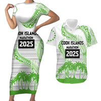 Cook Islands Marathon 2025-Pursuit in Paradise Couples Matching Short Sleeve Bodycon Dress and Hawaiian Shirt Green Color LT03 Green - Polynesian Pride