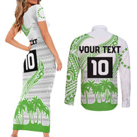 Cook Islands Marathon 2025-Pursuit in Paradise Couples Matching Short Sleeve Bodycon Dress and Long Sleeve Button Shirt Green Color LT03 - Polynesian Pride