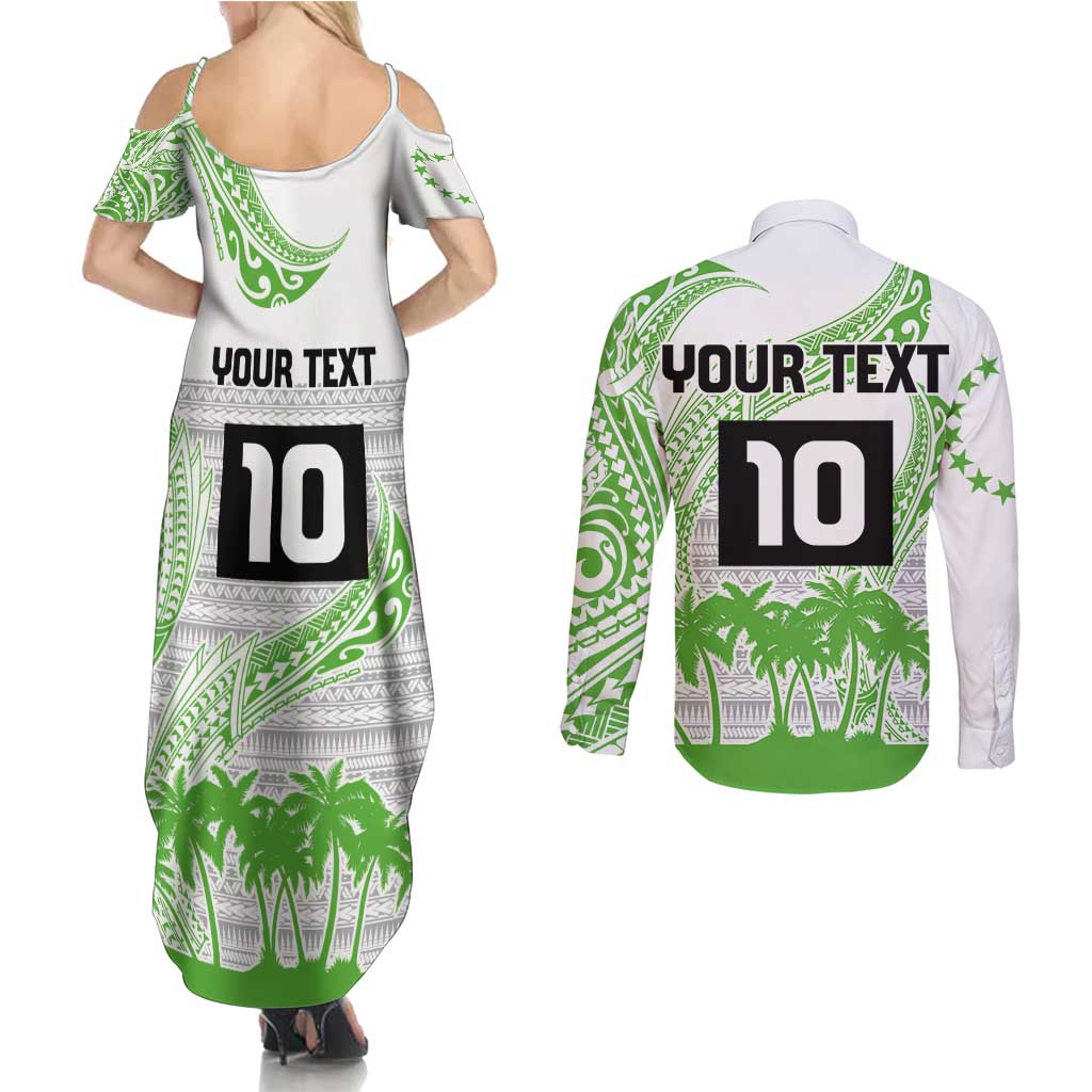 Cook Islands Marathon 2025-Pursuit in Paradise Couples Matching Summer Maxi Dress and Long Sleeve Button Shirt Green Color LT03 - Polynesian Pride