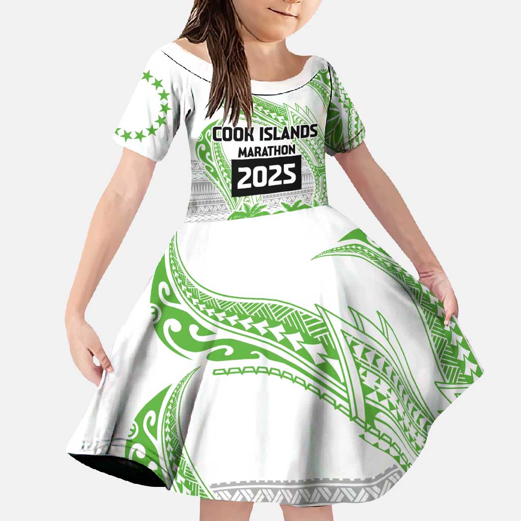 Cook Islands Marathon 2025-Pursuit in Paradise Family Matching Long Sleeve Bodycon Dress and Hawaiian Shirt Green Color LT03 Daughter's Dress Green - Polynesian Pride