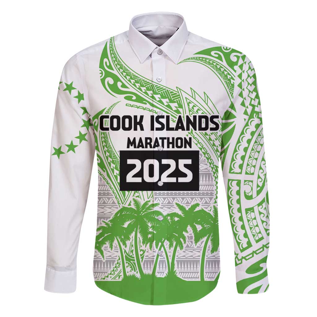 Cook Islands Marathon 2025-Pursuit in Paradise Family Matching Mermaid Dress and Hawaiian Shirt Green Color LT03 Dad's Shirt - Long Sleeve Green - Polynesian Pride