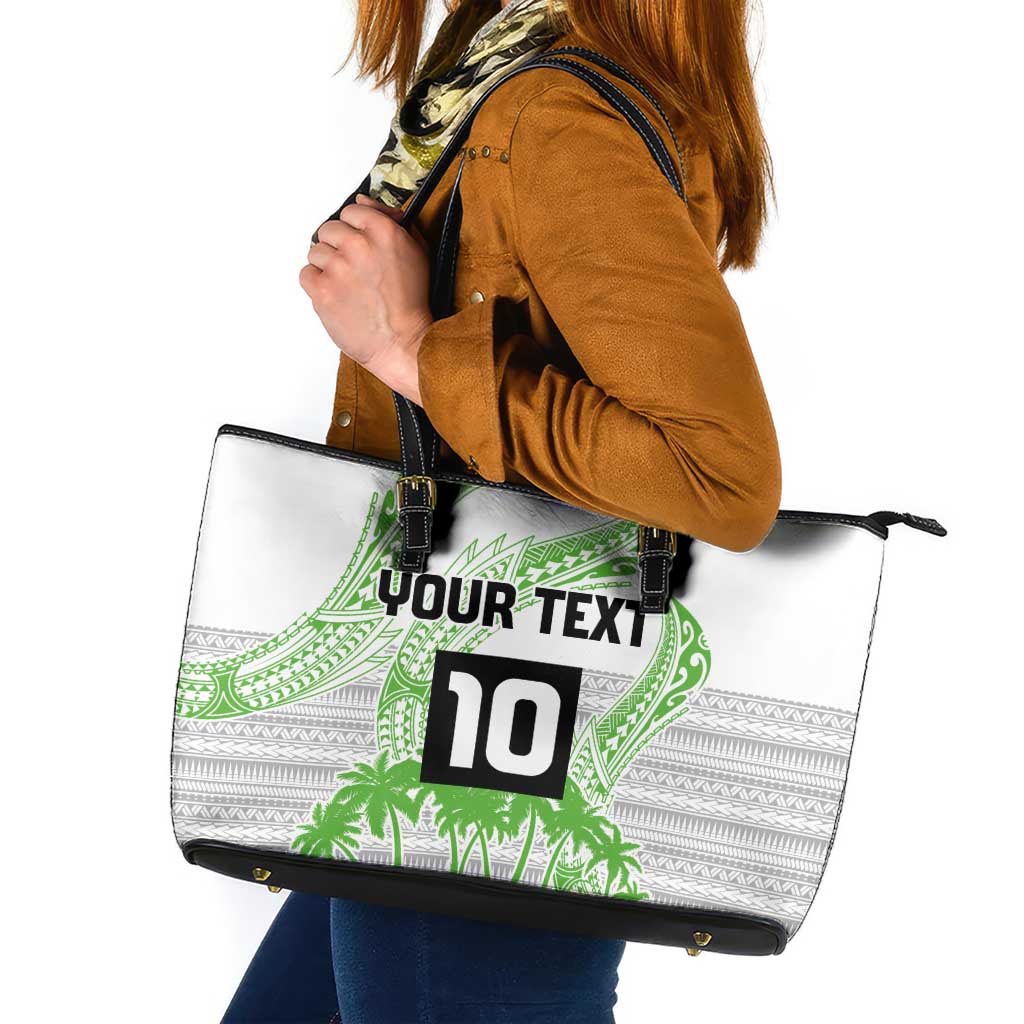 Cook Islands Marathon 2025-Pursuit in Paradise Leather Tote Bag Green Color LT03 Green - Polynesian Pride