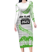 Cook Islands Marathon 2025-Pursuit in Paradise Long Sleeve Bodycon Dress Green Color LT03 Long Dress Green - Polynesian Pride