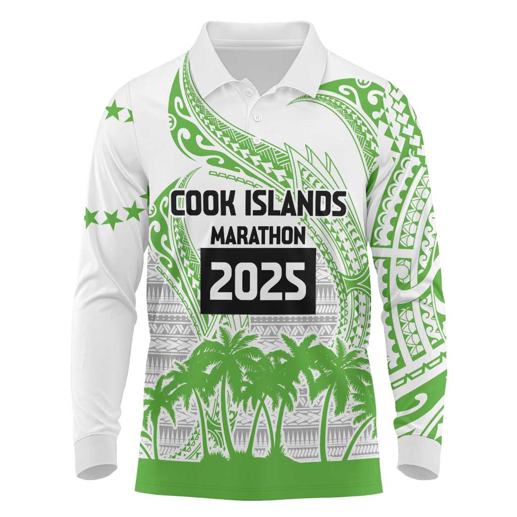 Cook Islands Marathon 2025-Pursuit in Paradise Long Sleeve Polo Shirt Green Color LT03 Green - Polynesian Pride