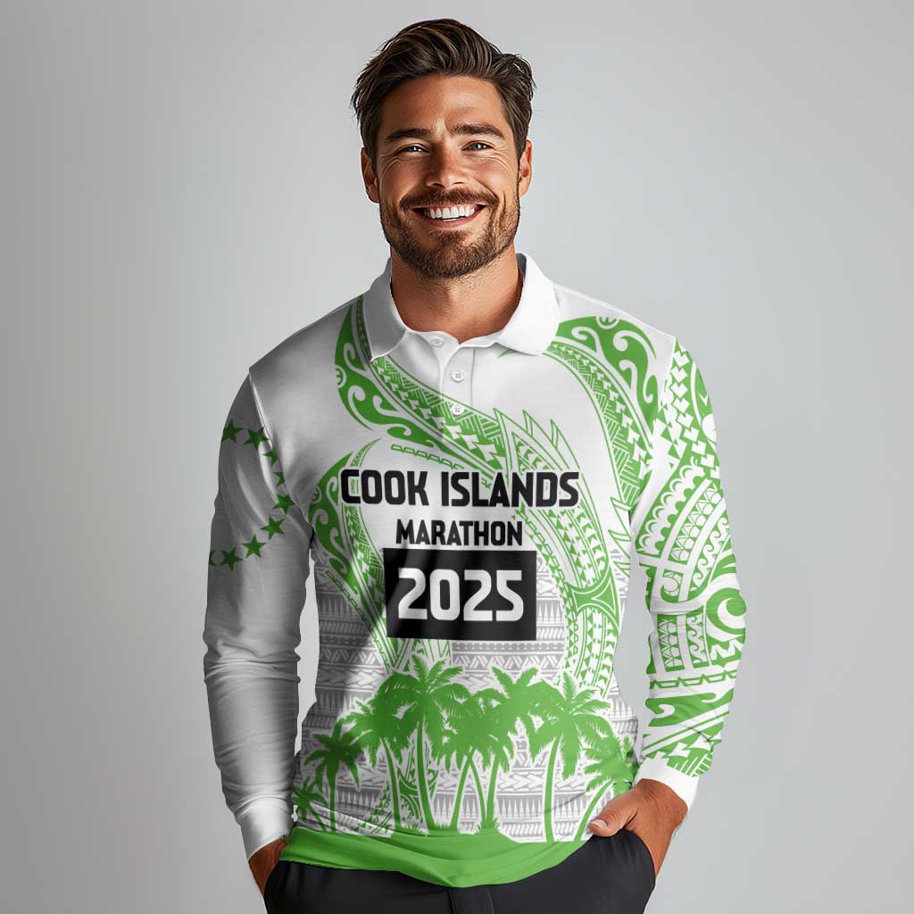 Cook Islands Marathon 2025-Pursuit in Paradise Long Sleeve Polo Shirt Green Color LT03 - Polynesian Pride