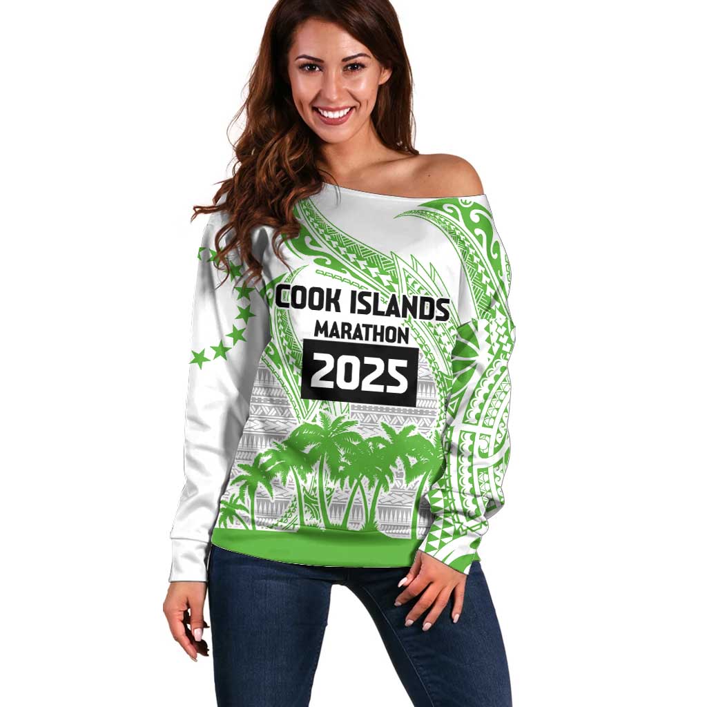 Cook Islands Marathon 2025-Pursuit in Paradise Off Shoulder Sweater Green Color LT03 Women Green - Polynesian Pride