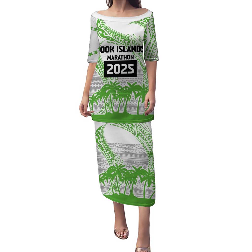 Cook Islands Marathon 2025-Pursuit in Paradise Puletasi Green Color LT03 Long Dress Green - Polynesian Pride