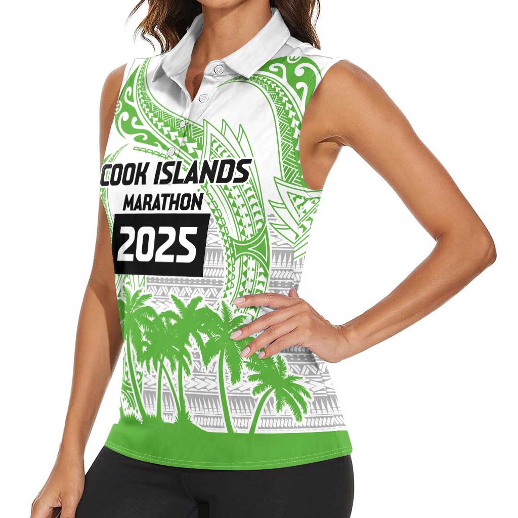 Cook Islands Marathon 2025-Pursuit in Paradise Women Sleeveless Polo Shirt Green Color LT03 - Polynesian Pride