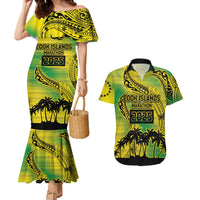Cook Islands Marathon 2025-Pursuit in Paradise Couples Matching Mermaid Dress and Hawaiian Shirt Special Edition LT03 Yellow-Green - Polynesian Pride