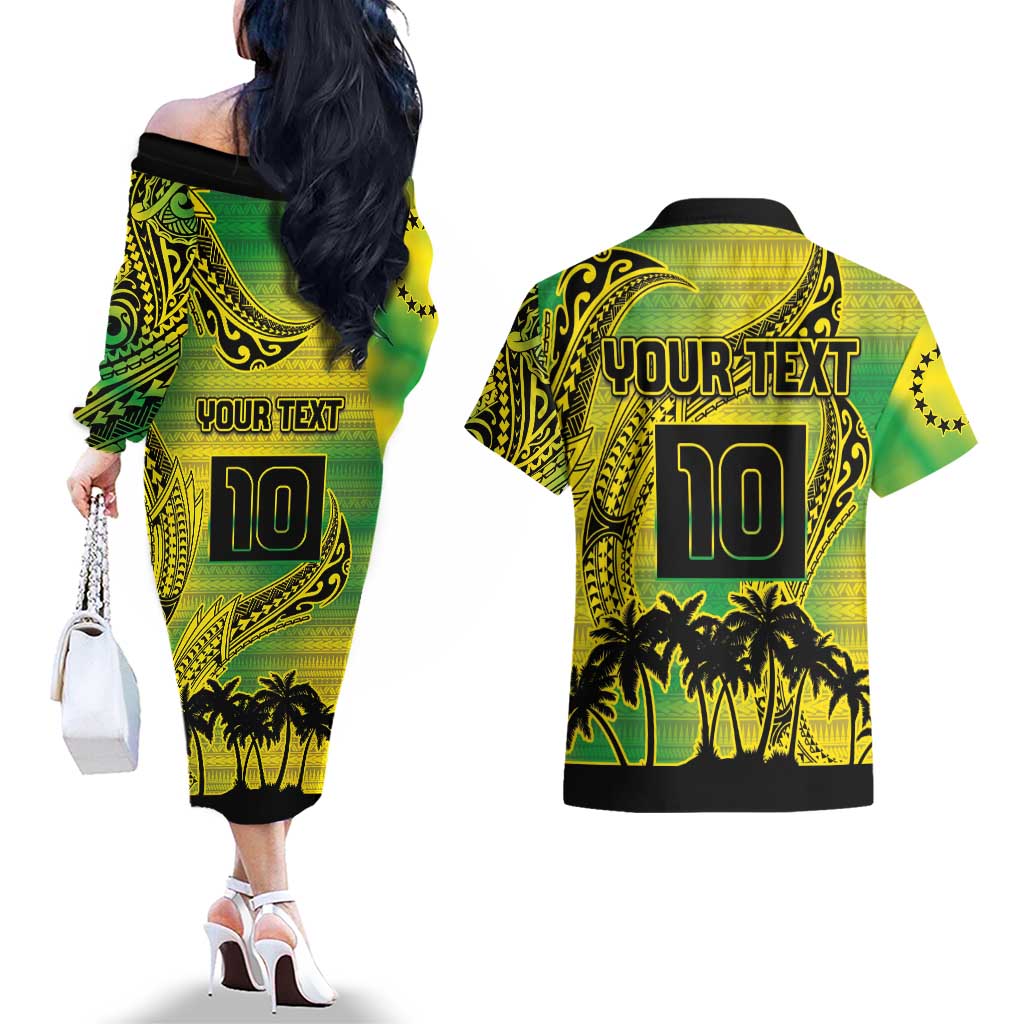 Cook Islands Marathon 2025-Pursuit in Paradise Couples Matching Off The Shoulder Long Sleeve Dress and Hawaiian Shirt Special Edition LT03 - Polynesian Pride
