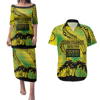 Cook Islands Marathon 2025-Pursuit in Paradise Couples Matching Puletasi and Hawaiian Shirt Special Edition LT03 Yellow-Green - Polynesian Pride