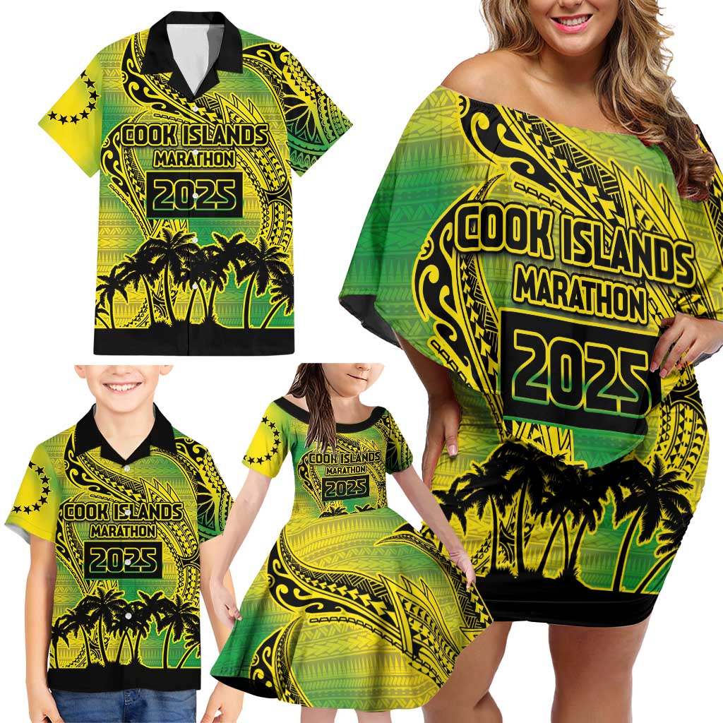 Cook Islands Marathon 2025-Pursuit in Paradise Family Matching Off Shoulder Short Dress and Hawaiian Shirt Special Edition LT03 - Polynesian Pride