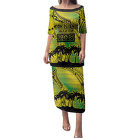 Cook Islands Marathon 2025-Pursuit in Paradise Family Matching Puletasi and Hawaiian Shirt Special Edition LT03 Mom's Dress Yellow-Green - Polynesian Pride