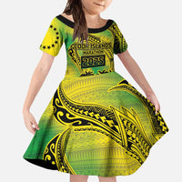 Cook Islands Marathon 2025-Pursuit in Paradise Family Matching Tank Maxi Dress and Hawaiian Shirt Special Edition LT03 Daughter's Dress Yellow-Green - Polynesian Pride