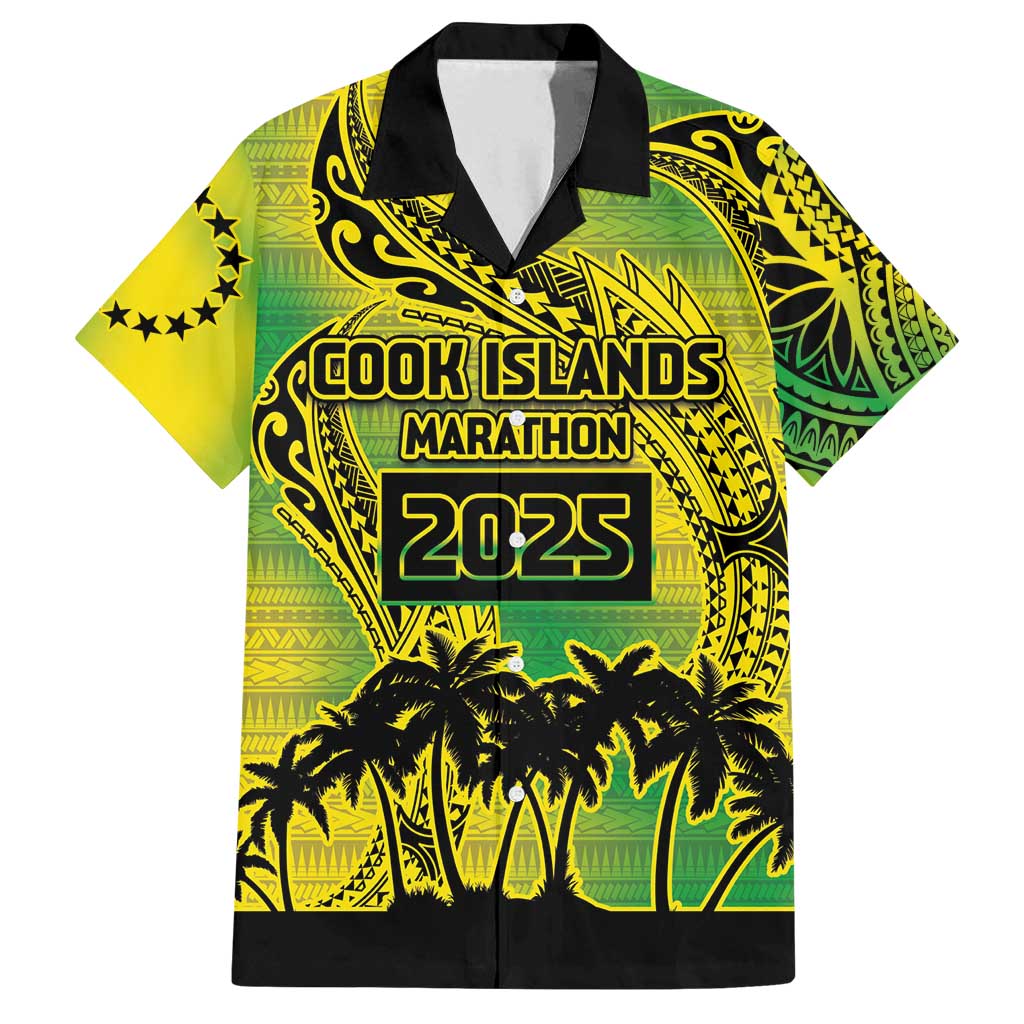 Cook Islands Marathon 2025-Pursuit in Paradise Family Matching Tank Maxi Dress and Hawaiian Shirt Special Edition LT03 Dad's Shirt - Short Sleeve Yellow-Green - Polynesian Pride