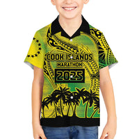 Cook Islands Marathon 2025-Pursuit in Paradise Family Matching Tank Maxi Dress and Hawaiian Shirt Special Edition LT03 Son's Shirt Yellow-Green - Polynesian Pride