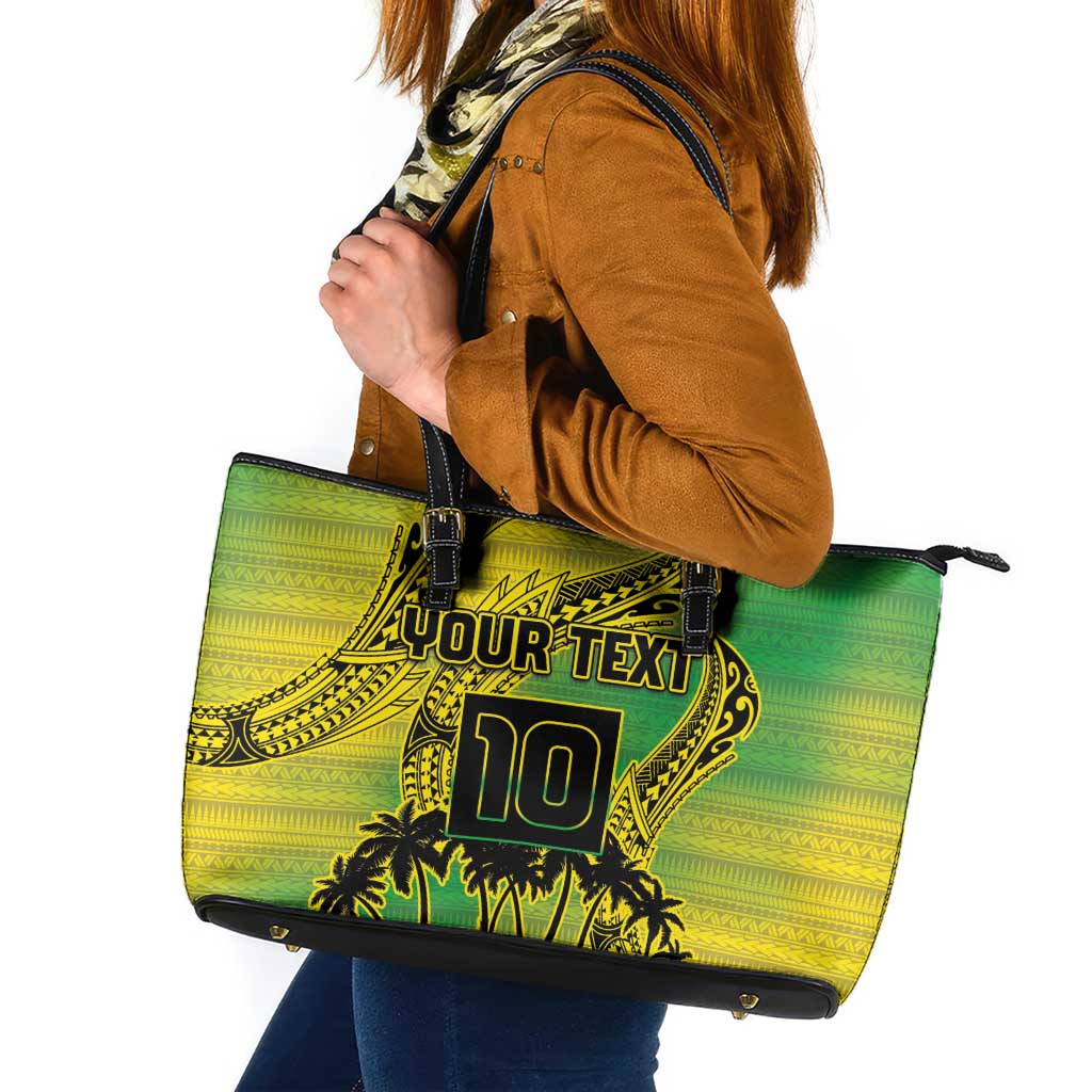 Cook Islands Marathon 2025-Pursuit in Paradise Leather Tote Bag Special Edition LT03 Yellow-Green - Polynesian Pride