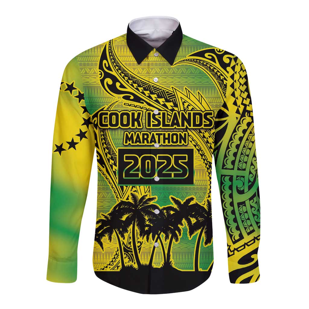 Cook Islands Marathon 2025-Pursuit in Paradise Long Sleeve Button Shirt Special Edition LT03 Unisex Yellow-Green - Polynesian Pride