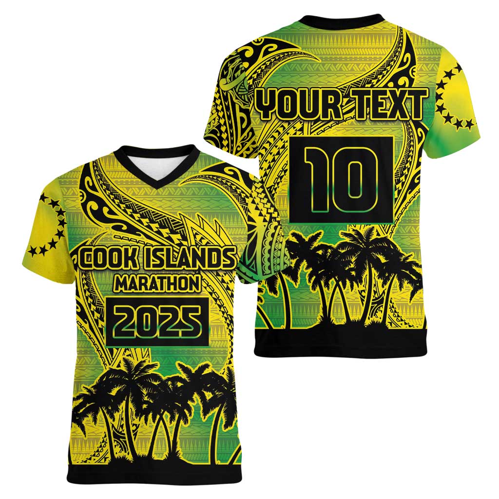 Cook Islands Marathon 2025-Pursuit in Paradise Women V-Neck T-Shirt Special Edition LT03 - Polynesian Pride