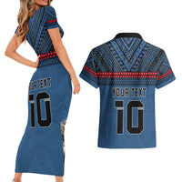 Custom Toa Samoa Rugby Couples Matching Short Sleeve Bodycon Dress and Hawaiian Shirt Samoan Warrior Ula Fala Tribal Pattern LT03 - Polynesian Pride