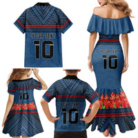 Custom Toa Samoa Rugby Family Matching Mermaid Dress and Hawaiian Shirt Samoan Warrior Ula Fala Tribal Pattern LT03 - Polynesian Pride