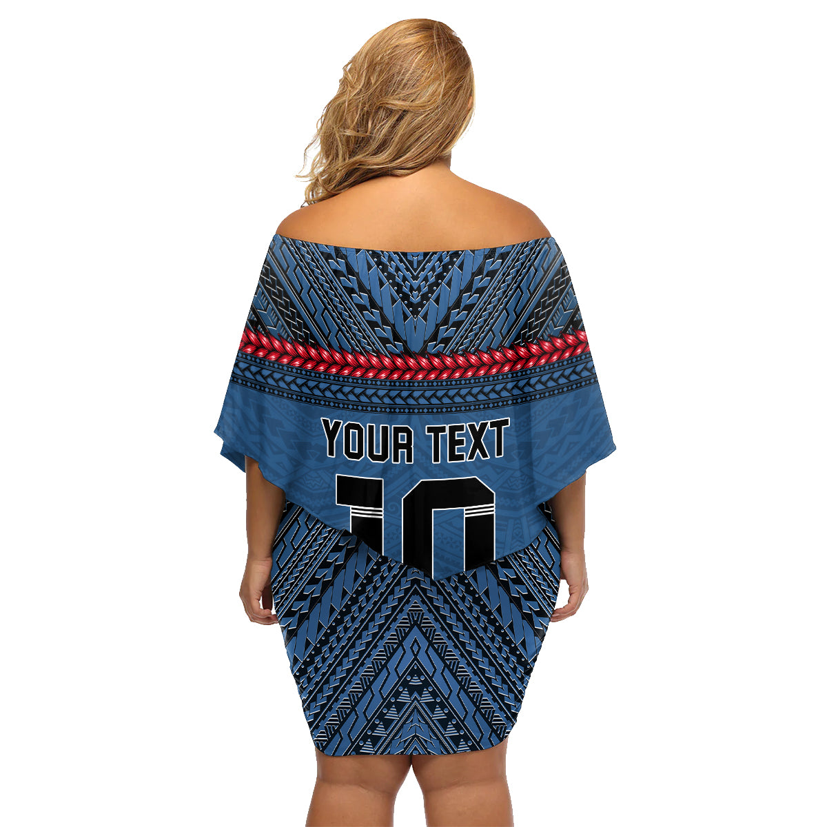 Custom Toa Samoa Rugby Family Matching Off Shoulder Short Dress and Hawaiian Shirt Samoan Warrior Ula Fala Tribal Pattern LT03 - Polynesian Pride