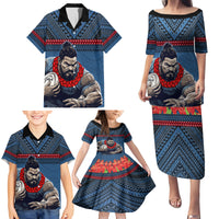 Custom Toa Samoa Rugby Family Matching Puletasi and Hawaiian Shirt Samoan Warrior Ula Fala Tribal Pattern LT03 - Polynesian Pride