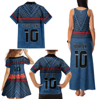 Custom Toa Samoa Rugby Family Matching Tank Maxi Dress and Hawaiian Shirt Samoan Warrior Ula Fala Tribal Pattern LT03 - Polynesian Pride