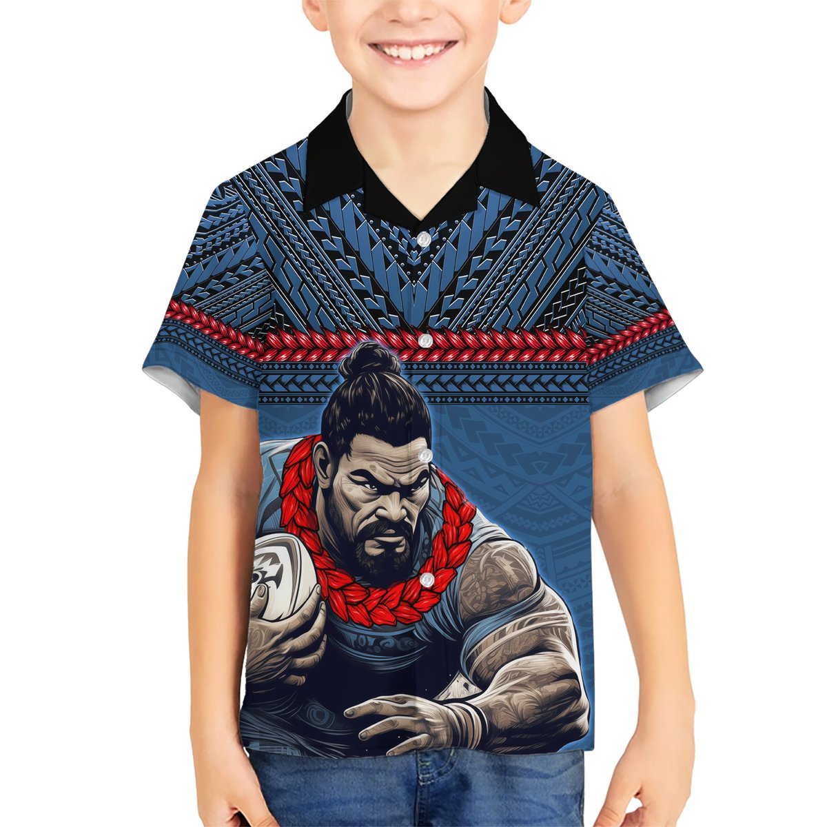 Custom Toa Samoa Rugby Hawaiian Shirt Samoan Warrior Ula Fala Tribal Pattern LT03
