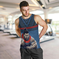Custom Toa Samoa Rugby Men Tank Top Samoan Warrior Ula Fala Tribal Pattern LT03 Blue - Polynesian Pride