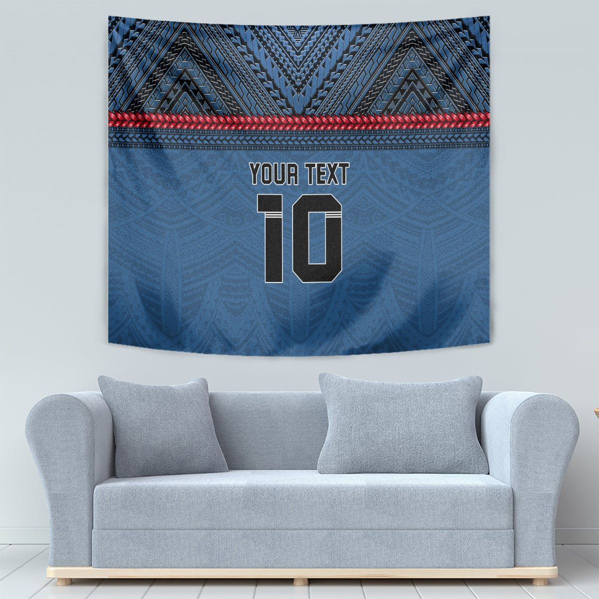 Custom Toa Samoa Rugby Tapestry Samoan Warrior Ula Fala Tribal Pattern