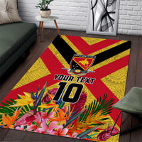 Custom Papua New Guinea Rugby Area Rug Bird of Paradise and Hibiscus Polynesian Pattern Yellow Color LT03 Yellow - Polynesian Pride
