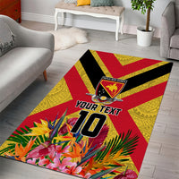 Custom Papua New Guinea Rugby Area Rug Bird of Paradise and Hibiscus Polynesian Pattern Yellow Color LT03 - Polynesian Pride