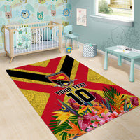 Custom Papua New Guinea Rugby Area Rug Bird of Paradise and Hibiscus Polynesian Pattern Yellow Color LT03 - Polynesian Pride