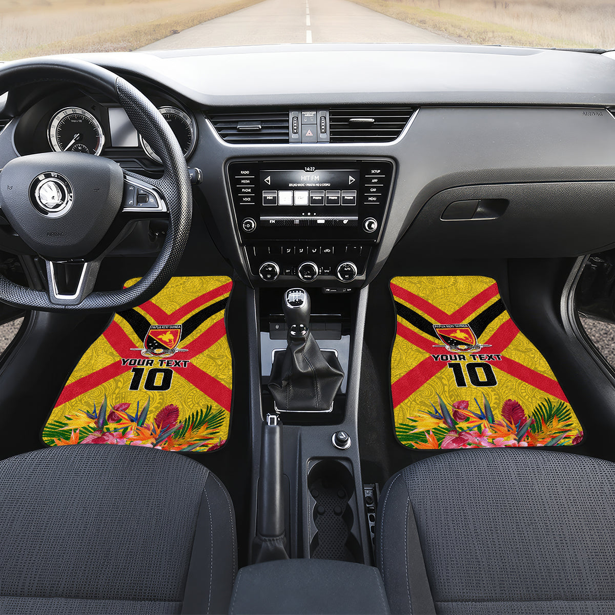 Custom Papua New Guinea Rugby Car Mats Bird of Paradise and Hibiscus Polynesian Pattern Yellow Color LT03 Set 2pcs - Front Yellow - Polynesian Pride
