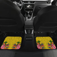 Custom Papua New Guinea Rugby Car Mats Bird of Paradise and Hibiscus Polynesian Pattern Yellow Color LT03 Set 2pcs - Back Yellow - Polynesian Pride