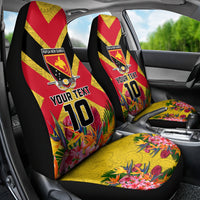 Custom Papua New Guinea Rugby Car Seat Cover Bird of Paradise and Hibiscus Polynesian Pattern Yellow Color LT03 - Polynesian Pride