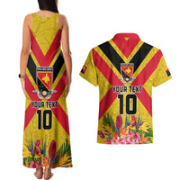 Custom Papua New Guinea Rugby Couples Matching Tank Maxi Dress and Hawaiian Shirt Bird of Paradise and Hibiscus Polynesian Pattern Yellow Color LT03 - Polynesian Pride