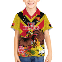 Custom Papua New Guinea Rugby Family Matching Short Sleeve Bodycon Dress and Hawaiian Shirt Bird of Paradise and Hibiscus Polynesian Pattern Yellow Color LT03 Son's Shirt Yellow - Polynesian Pride