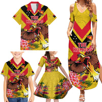 Custom Papua New Guinea Rugby Family Matching Summer Maxi Dress and Hawaiian Shirt Bird of Paradise and Hibiscus Polynesian Pattern Yellow Color LT03 - Polynesian Pride