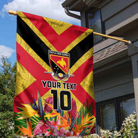 Custom Papua New Guinea Rugby Garden Flag Bird of Paradise and Hibiscus Polynesian Pattern Yellow Color LT03 - Polynesian Pride