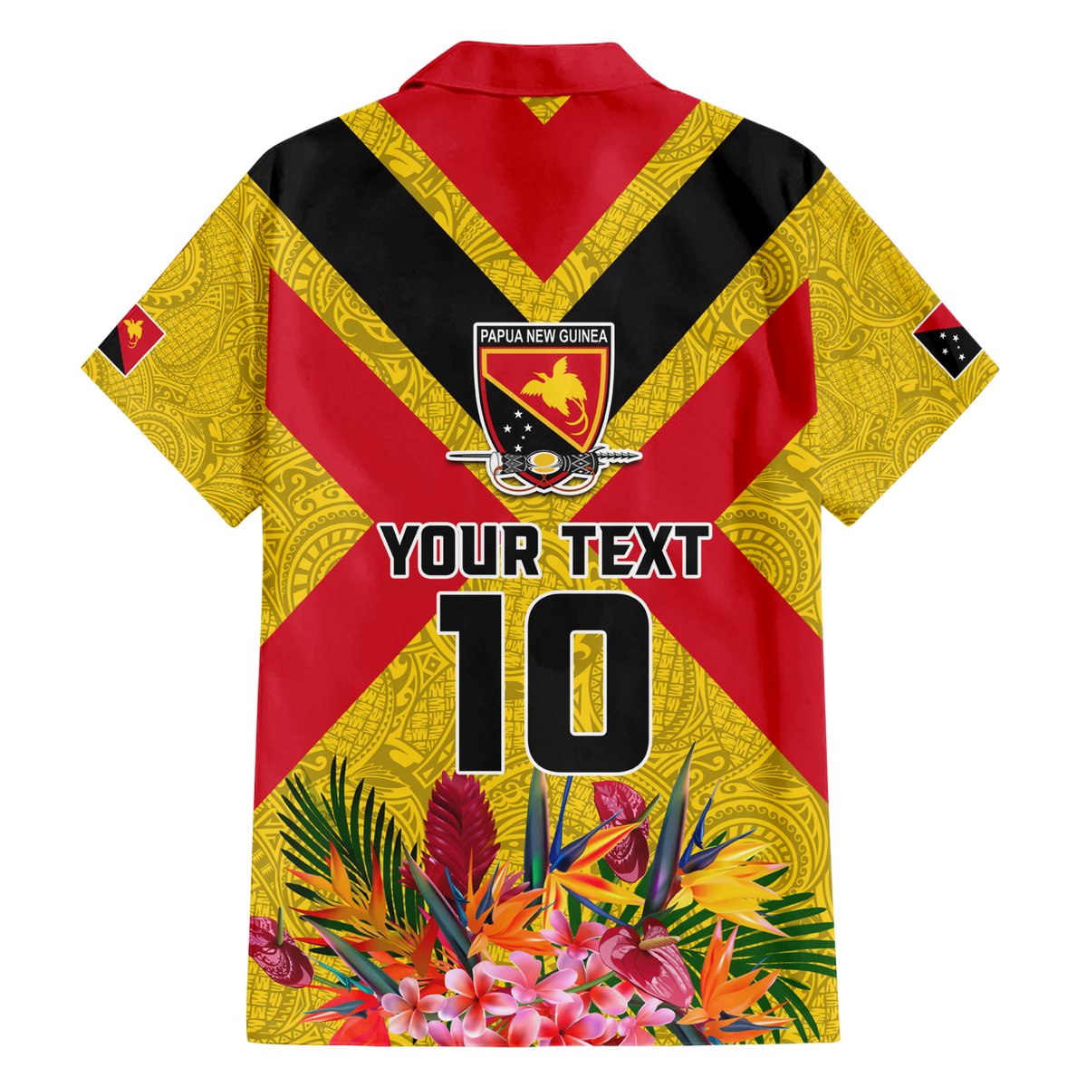 Custom Papua New Guinea Rugby Hawaiian Shirt Bird of Paradise and Hibiscus Polynesian Pattern Yellow Color LT03 - Polynesian Pride