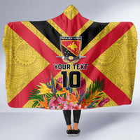 Custom Papua New Guinea Rugby Hooded Blanket Bird of Paradise and Hibiscus Polynesian Pattern Yellow Color LT03 - Polynesian Pride