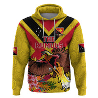 Custom Papua New Guinea Rugby Hoodie Bird of Paradise and Hibiscus Polynesian Pattern Yellow Color LT03 Pullover Hoodie Yellow - Polynesian Pride