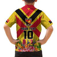 Custom Papua New Guinea Rugby Kid Hawaiian Shirt Bird of Paradise and Hibiscus Polynesian Pattern Yellow Color LT03 - Polynesian Pride
