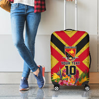 Custom Papua New Guinea Rugby Luggage Cover Bird of Paradise and Hibiscus Polynesian Pattern Yellow Color LT03 - Polynesian Pride