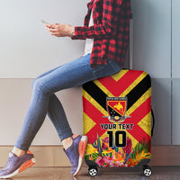 Custom Papua New Guinea Rugby Luggage Cover Bird of Paradise and Hibiscus Polynesian Pattern Yellow Color LT03 - Polynesian Pride
