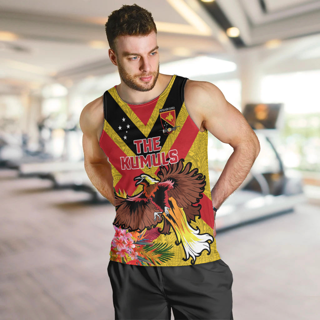 Custom Papua New Guinea Rugby Men Tank Top Bird of Paradise and Hibiscus Polynesian Pattern Yellow Color LT03 Yellow - Polynesian Pride
