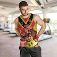 Custom Papua New Guinea Rugby Men Tank Top Bird of Paradise and Hibiscus Polynesian Pattern Yellow Color LT03 Yellow - Polynesian Pride